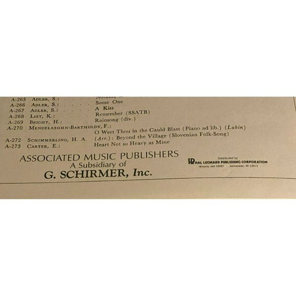 2 copies of Jean Berger "Six Madrigals 1. My True-Love Hath My Heart" SATB A Cap - Picture 5 of 5